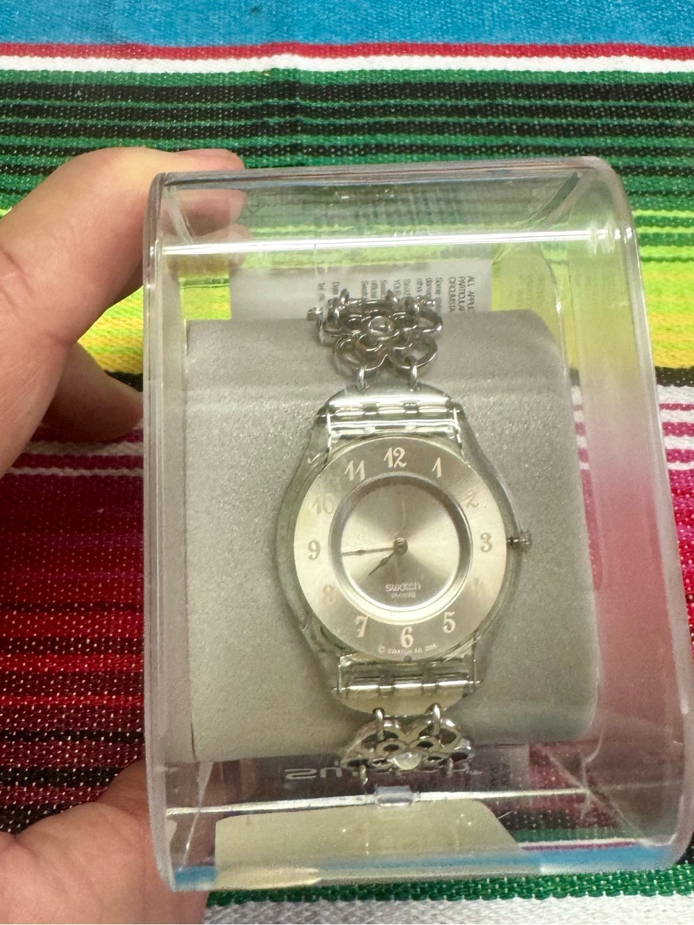 Womens swatch watch sfk301g used in box with all paper work